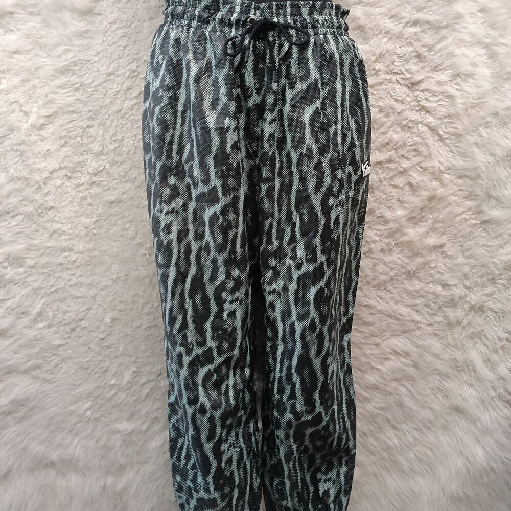 Nike Pants Womens Black Woven Cheetah Print Joggers Drawstrings Elastic